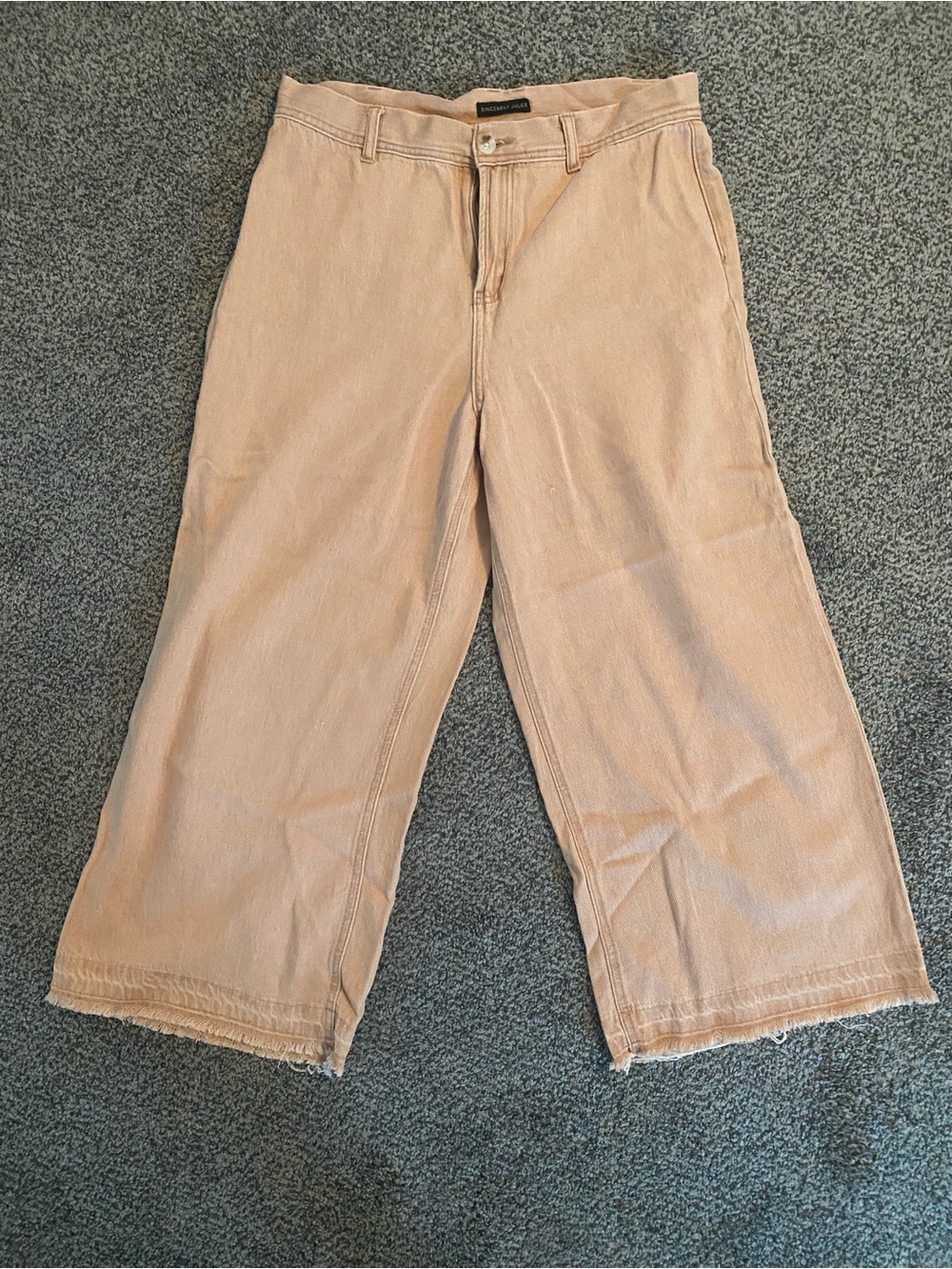 Wide Leg Crop Jeans in Light Peach - Women